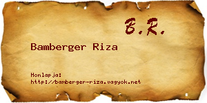 Bamberger Riza névjegykártya